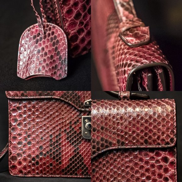 GUCCI Python Lady Lock Mini Briefcase Red Purple - INCREDIBLE - Picture 9 of 13